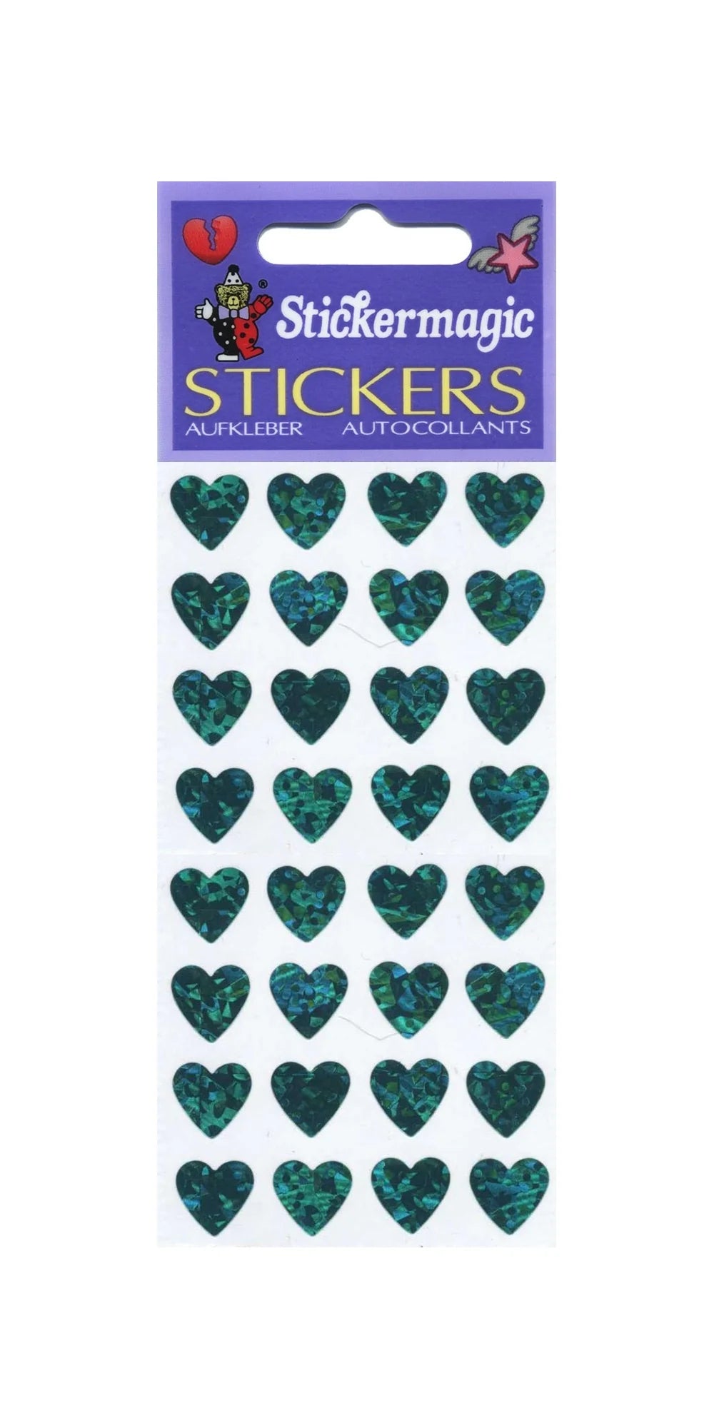 Turquoise Hearts Prismatic Sticker Sheet
