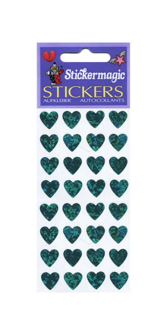 Turquoise Hearts Prismatic Sticker Sheet